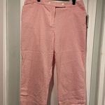 Jones Studio  Size 14 Pink White Stripe Seersucker Cotton Stretch Cropped Pants Photo 0