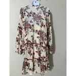 GREAT JONES Boho Floral Print Tiered Mini Dress Tassels Velvet Trim SIZE L Red Size L Photo 8