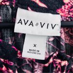 Ava & Viv  size XL/1X women's black blouse with pink floral and paisley patterns Photo 3