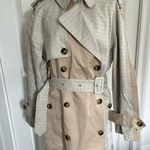 Avec Les Filles Mixed Media Plaid Cotton Trench Coat Womens Size M Photo 7