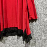 Cato  Shift Blouse Women's XL Red Stretch High Low Lace Hem Round Neck Photo 2
