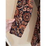 Loft  Fall Orange Print Mini Shift Dress Roll Tab Small Petite Boho Festival 70s Photo 2