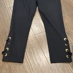 Michael Kors MICHAEL Black Ponte Cropped Ankle Pants Lace Up Hem Gold Grommets 8 Photo 4