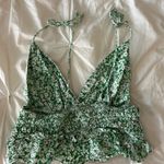 Sim & Sam Green and white flower crop top Photo 1