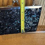 Sequin Evening Bag Black & Silver Chain Formal Prom Vanity Snap Top Purse Photo 1