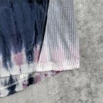 XCVI Wearables‎ Shirt Womens XS Blue White Tie Dye Mesh Lace Up Hippie Boho Bohemian Photo 4