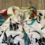 Vintage 1980s button down shirt with fish print & jewels Photo 6