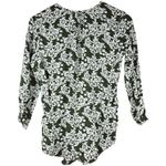 Fun 2 Fun Top Women Small Green Pleated V Neck Floral Print Long Sleeve XS Photo 1