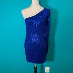 Mac Duggal NWOT Ieena 2 for BLue One Shoulder Sequin Mini Party Cocktail Size 2 Photo 2