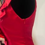 Elegant Red Ruffle Dress slim fit zips on side small Photo 2