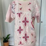 Vintage Light Blush Pink Boho Coquette Knitted Knit Shortsleeve Sweater Top M Size M Photo 5