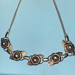 Early Unsigned Coro Vintage Cabbage Rose Rhinestone Golden Necklace Gold Photo 1