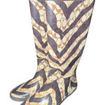 Coach women's  Rain Boots Pammie Zebra Signature Khaki   Size 8 B Photo 0