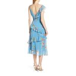 Avec Les Filles  Dress Blue Painterly Boutique Ruffle Georgette Midi Dress 2 NWT Photo 1