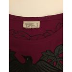 Mercedes & Adrienne VTG Wine/Black Leather Appliqué Top Blouse Sz M Purple Size M Photo 6