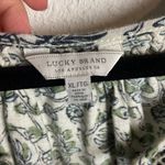 Lucky Brand Size Xl Floral Cream Blue Blouse Top Embroidered Boho Linen Tassel Photo 2