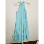 Trina Turk Sky Blue 100% Cotton Halter Neck Sunglasses Maxi Dress Size Small Photo 1