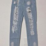 Imperfect light wash white wash distressed jeans size 28 pockets belt loops Blue Photo 0