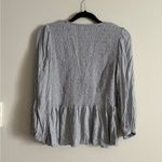 Madewell Size Small Lucie V-Neck Smocked Peplum Top Wool Gauze Gray Ruffle Boho Photo 6