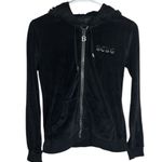 BCBGMAXAZRIA Velour Black Zip Hoodie spell out logo crystal bling Y2K size S Photo 0