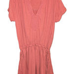 Roxy Cinched Waist Short Sleeve V Neck Dress Pink Medium Photo 0
