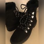 J.Crew women black suede fur hiking boots US 7 Photo 5
