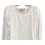 Ann Taylor LOFT Floral Laced Long Sleeve Top Stretch Small Ivory White #4258 Photo 1