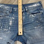 Soho  Jeans Metallic Paint Splatter Cuffed Hem Jean Shorts Blue‎ Silver 2 Photo 9
