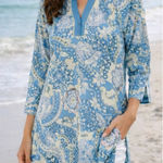 J. McLaughlin  blue paisley tunic sweater M Photo 0