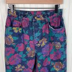 Vintage 80s 90s Shades Multicolor Floral Denim Jeans Size 13 Retro Mom Jeans Blue Photo 2