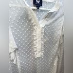 W By Worth  Swiss Dot Ruffle Sheer Blouse Size Medium Photo 4