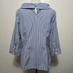 Talbots  Blue White Stripe Boat Neck 3/4 Sleeve Shirt Top Size M Preppy Nautical Photo 4