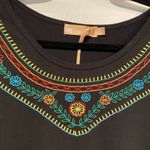 NWT La Cera Size S Black Short Sleeve Mini Dress Subdress Embroidered Floral Photo 4