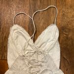 Aooksmery Dress White Lace Womens Small V Neck Lace‎ Up Back Spaghetti Strap Photo 6