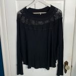 Free People  Spring Valley Black Thermal Lace-Trim Top W-128 Sz Small Photo 3