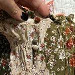 Indigo Soul women's size large pullover tunic longsleeve floral buttons in back Green Photo 6