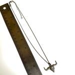 Freedom silver tone bull head cow skull pendant necklace Photo 6