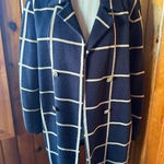 Anne Klein Ann Klein Plaid Knit Cardigan Jacket Oversized Black Cream‎ Career Coatigan Photo 0