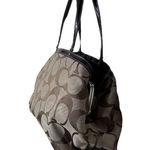 Coach Khaki and Mahogany Stripe Signature Kisslock Carryall Bag F19190 Photo 4