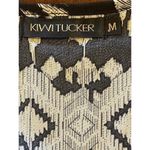 Kiwi Tucker Black And Cream Geometric Aztec Ruffle Hem Tunic Blouse Size Medium Photo 5