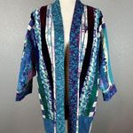 Vintage Handmade Quilted Patchwork Kimono Jacket Coat One Size Cotton Velvet Photo 0