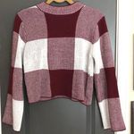 SheIn Crimson/Maroon Mock Neck Cropped Sweater Photo 0