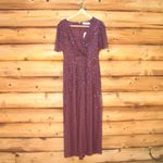 Mac Duggal  35109 Womens Purple Embellished Flutter Sleeve Gown Dress Photo 5