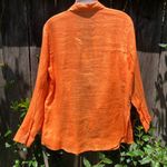 C&C California NWT  Tangerine Orange Linen Button Down Ling Sleeve Shirt S Photo 7