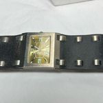 Vintage Mod Biker Leather Studded Rectangular Watch (needs battery) Brown Photo 4