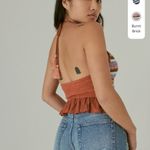 Lucky Brand NWT  Burnt Brick Crochet Open Back Halter Top Photo 3