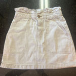 Free People Linen Blend Mini Skirt Cream Sz 4 Paper Bag Waist Boho Denim Skirt Photo 0