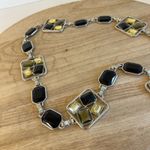 Silver Chain Link Chunky Embellished Black, Yellow Stone Wrap Belt Size Large Black Photo 2