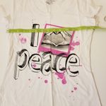 Self Esteem  White I love peace Graphic Short Shirt Juniors Small Photo 5