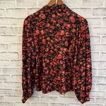ZARA Women’s  black floral vibrant v-neck long tie bow blouse Size Small Photo 2